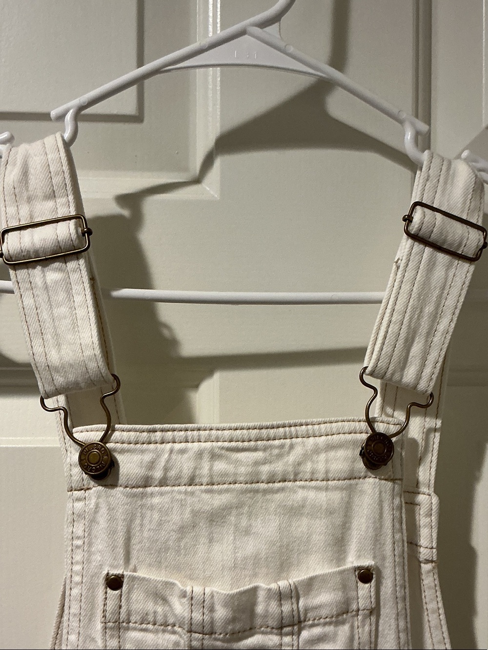 Pilcro Cream Denim Short Overalls - Picture 9 of 9